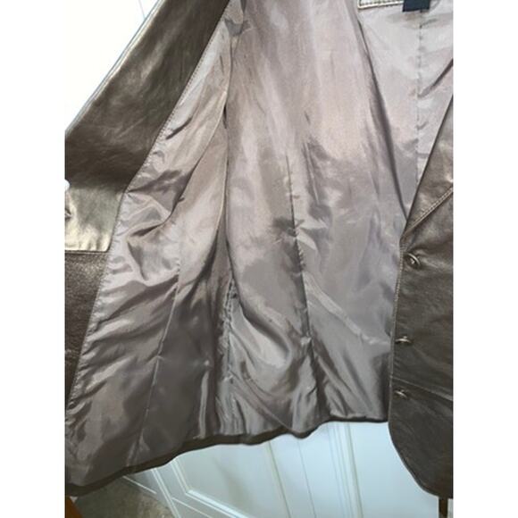B Collection Women's Bronze Metallic Leather Blazer Jacket XL Lapel Collar - Picture 5 of 7
